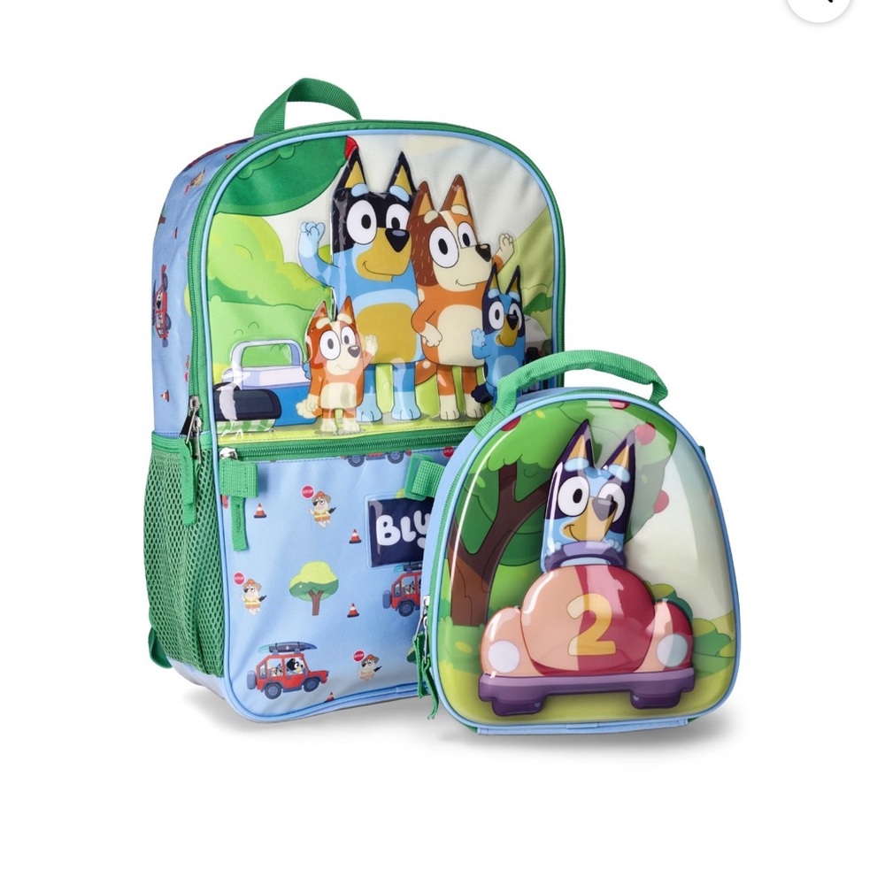 Bluey Kids Backpack and Lunch Bag Set - Blue and Green